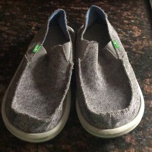 Sanuk gray slip ons